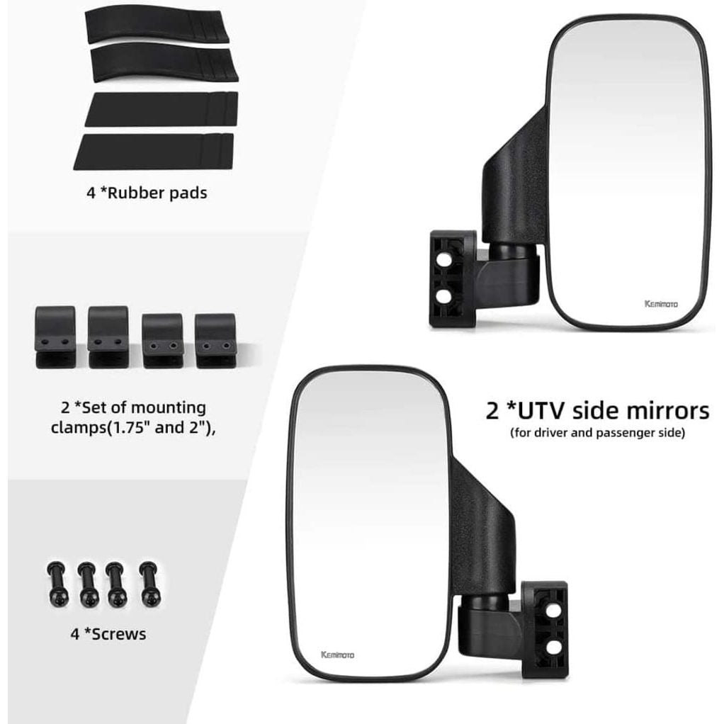 Kemimoto Can-Am Commander 1.75"-2" Roll Bar Side Mirrors & Rear Mirror
