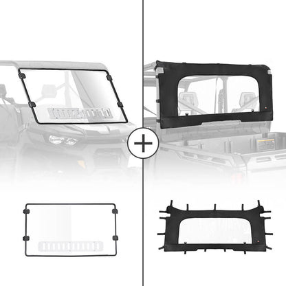 Kemimoto Can-Am Defender Front Vented Full Windshield & Soft Rear Windshield