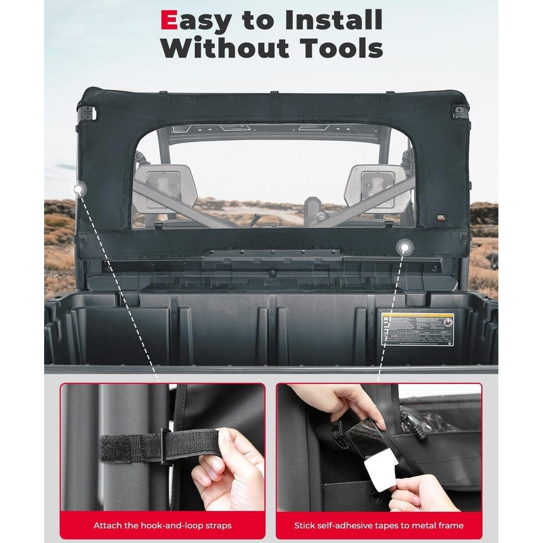Kemimoto Can-Am Defender HD 5/7/8/9/10 Rear Soft Windshield with Zipper