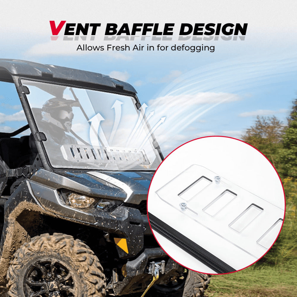 Kemimoto Can Am Defender HD 5/8/10/Max Front Vented Full Windshield