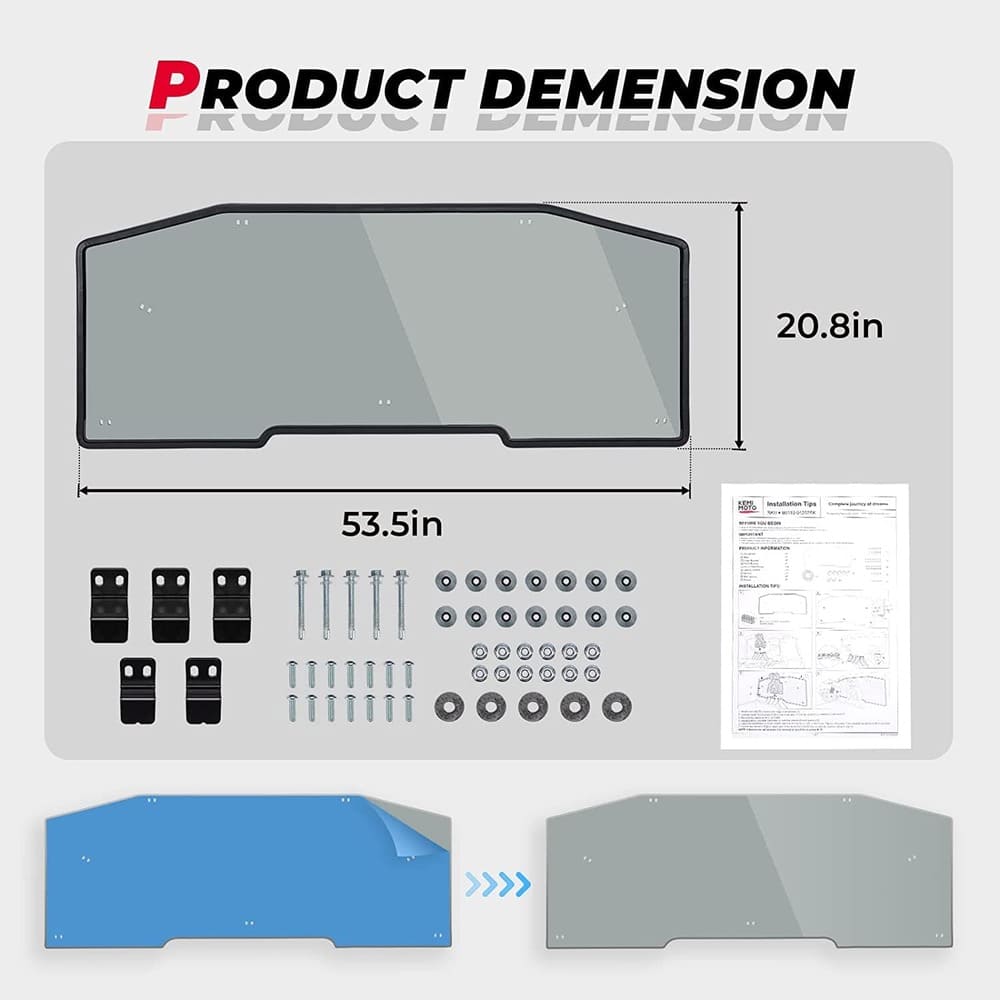 Kemimoto Can-Am Defender HD 5/8/10/Max Rear Tinted Windshield