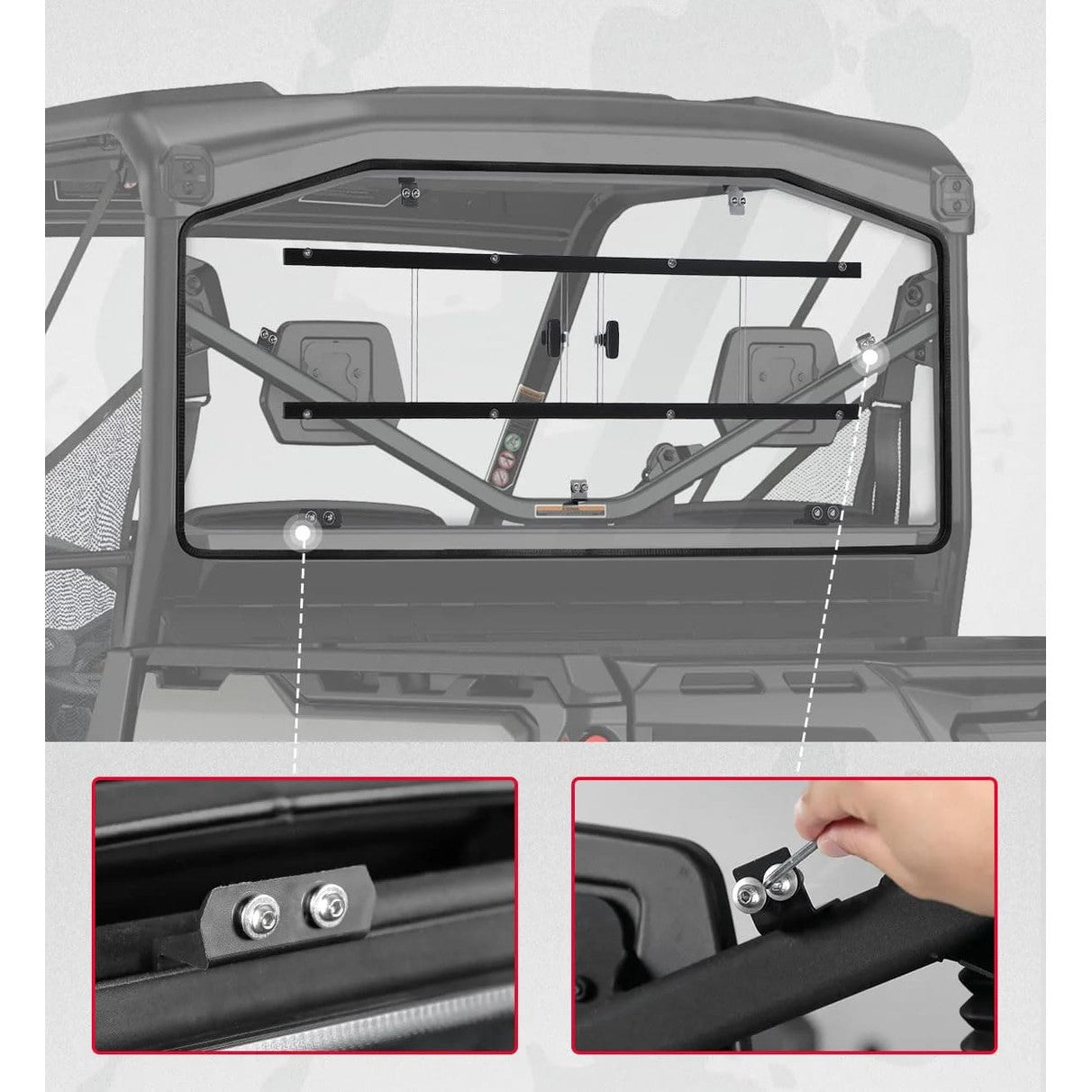 Kemimoto Can-Am Defender HD10/9/8/7/5 Sliding Rear Windshield
