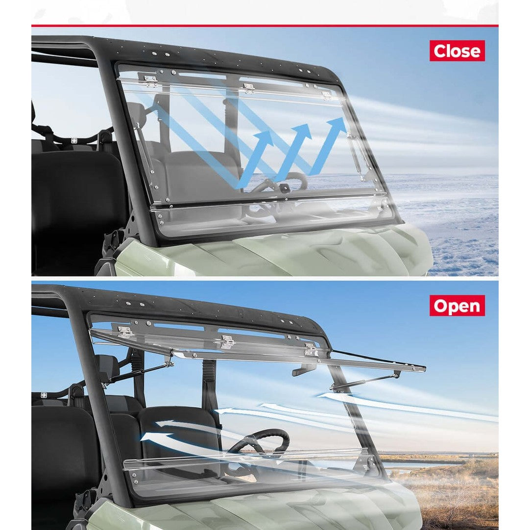 Kemimoto Can-Am Defender HD 5/8/10 1/5" Thick Polycarbonate 2-in-1 Flip Windshield