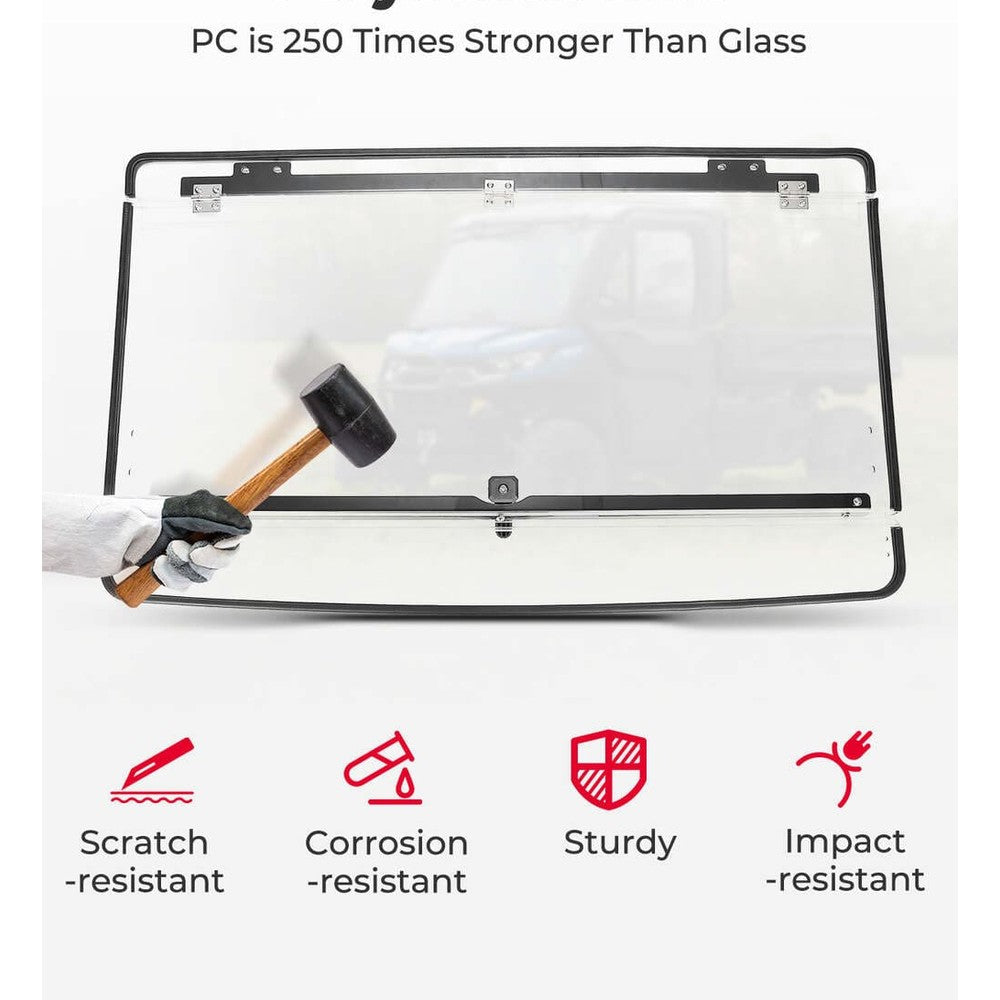 Kemimoto Can-Am Defender HD 5/8/10 1/5" Thick Polycarbonate 2-in-1 Flip Windshield