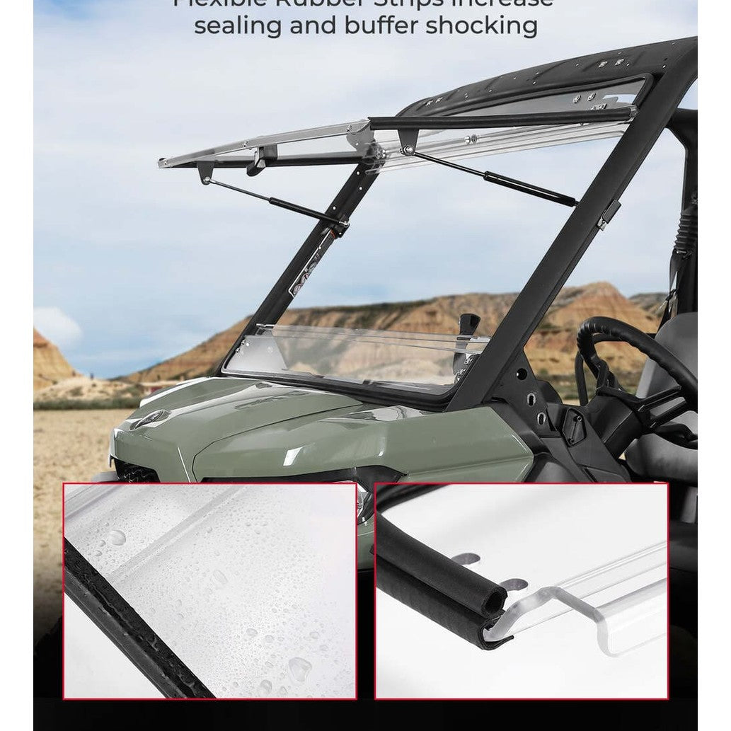 Kemimoto Can-Am Defender HD 5/8/10 1/5" Thick Polycarbonate 2-in-1 Flip Windshield