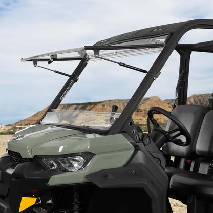 Kemimoto Can-Am Defender HD5/8/10 2-in-1 Flip Windshield 1/5" Thick Polycarbonate