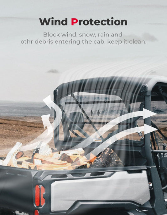 Kemimoto Can-Am Defender HD5/8/10 Rear Windshield with Sliding Panel