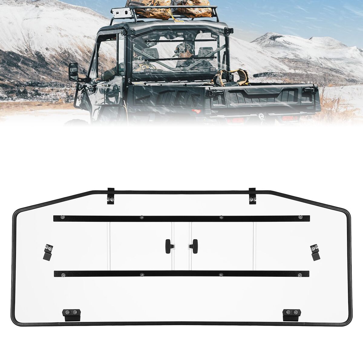 Kemimoto Can-Am Defender HD5/8/10 Rear Windshield with Sliding Panel