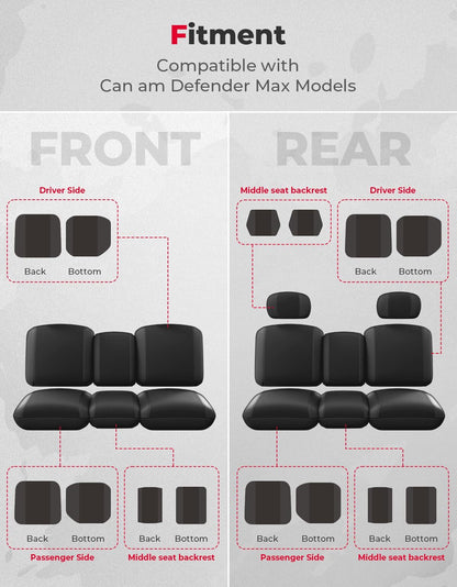 Kemimoto Can-Am Defender Max Front & Rear Waterproof Seat Cover