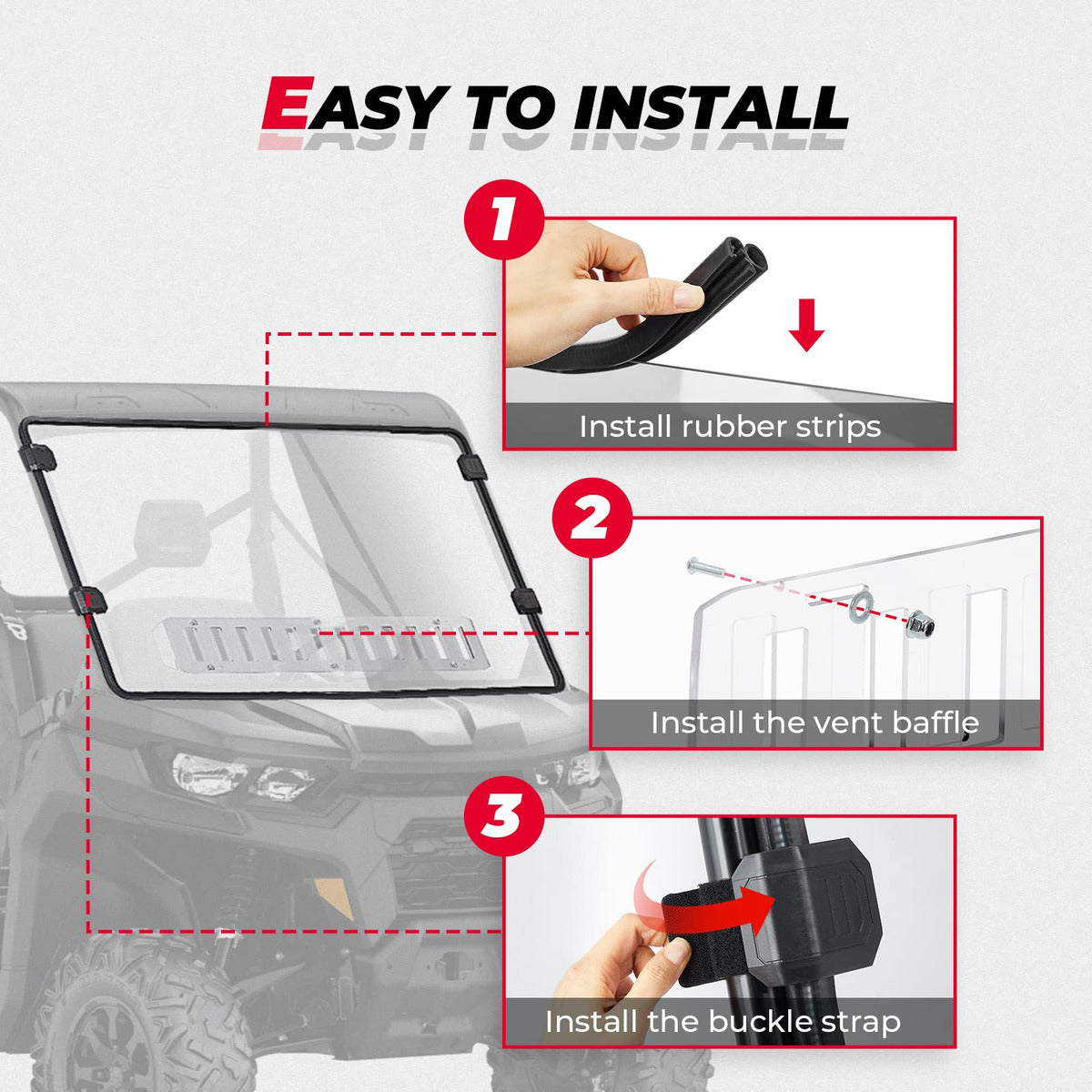 Kemimoto Can-Am Defender Rear & Front Vented Full Windshield
