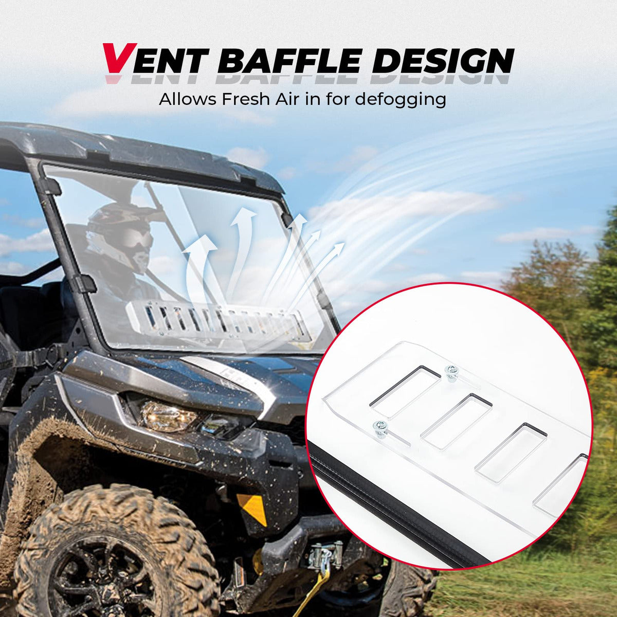 Kemimoto Can-Am Defender Rear & Front Vented Full Windshield