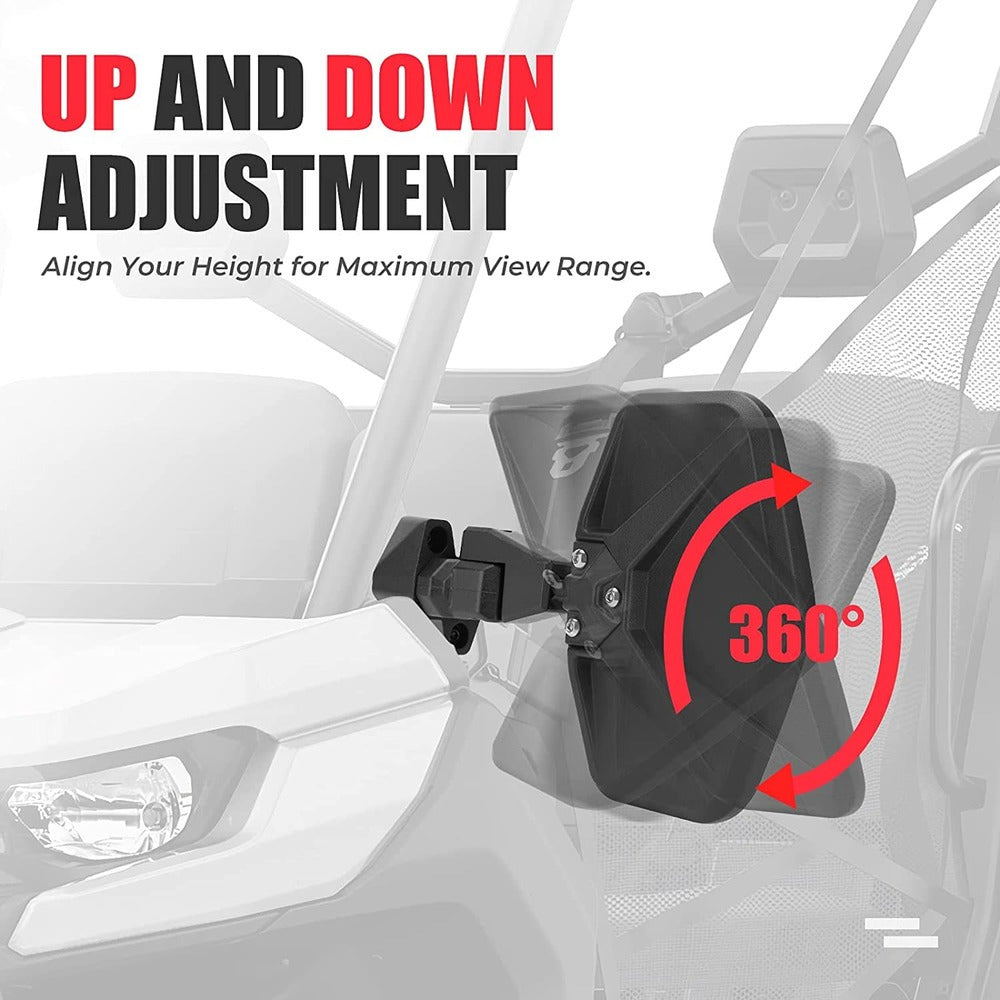 Kemimoto '17-'22 Can-Am Defender Aluminum Side Mirrors - 1 Pair