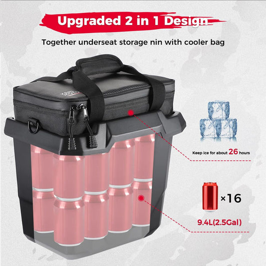 Kemimoto Can-Am Defender Underseat Storage Bin with Insulated Ice Cooler Bag