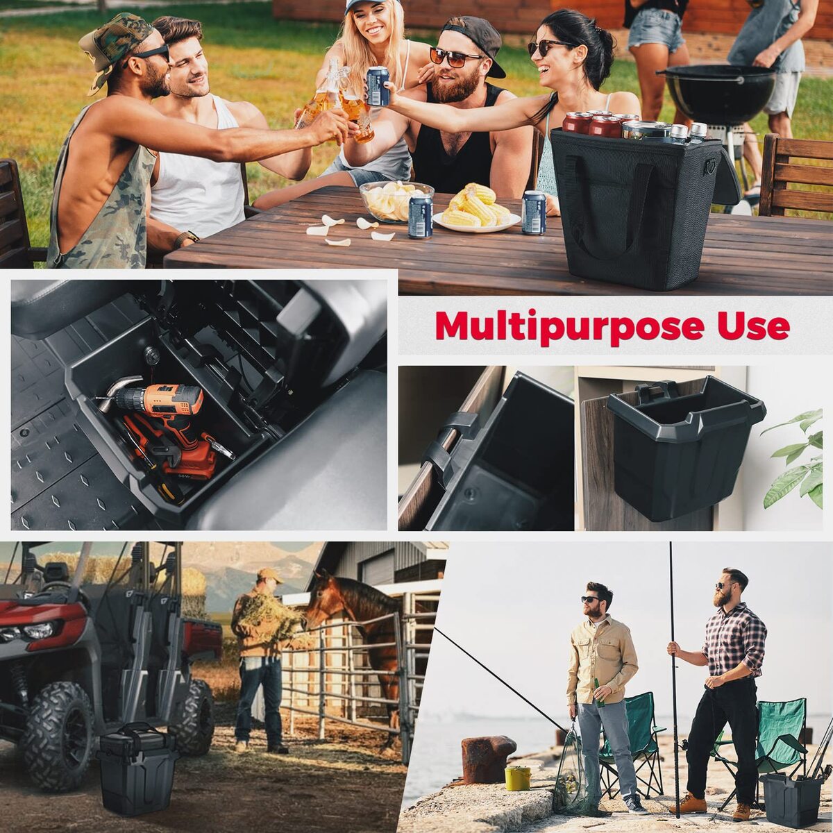 Kemimoto Can-Am Defender Underseat Storage Bin with Insulated Ice Cooler Bag