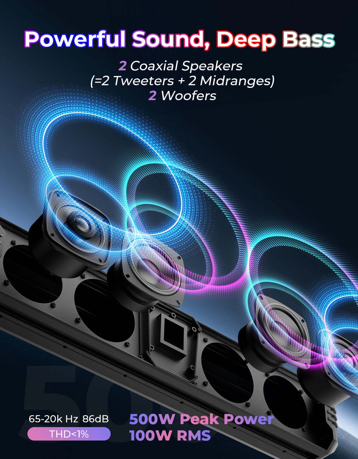 Kemimoto Can-Am Maverick Midnight Sound Bar