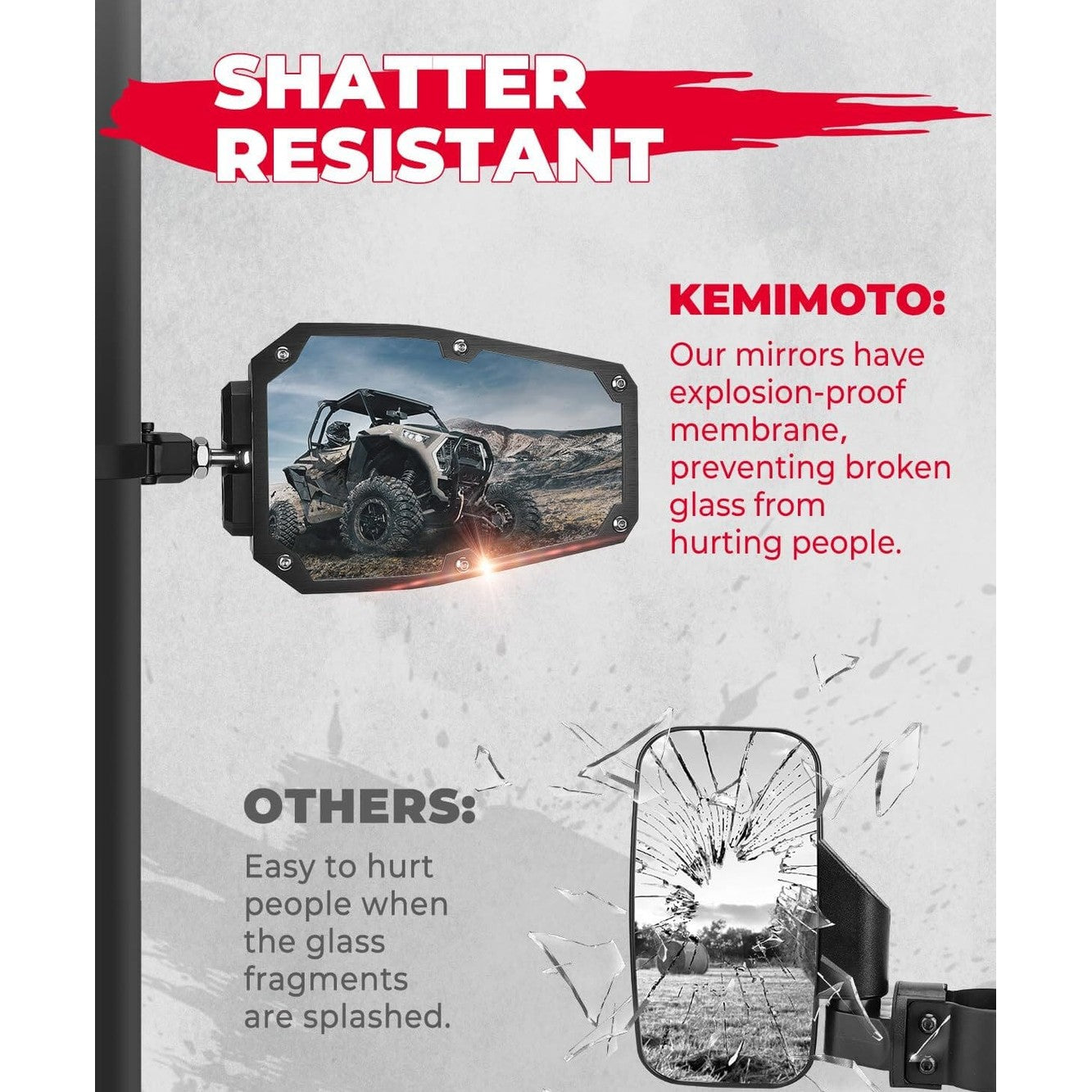 Kemimoto Can-Am Maverick X3 1.5"-1.875" UTV Universal Side Mirrors
