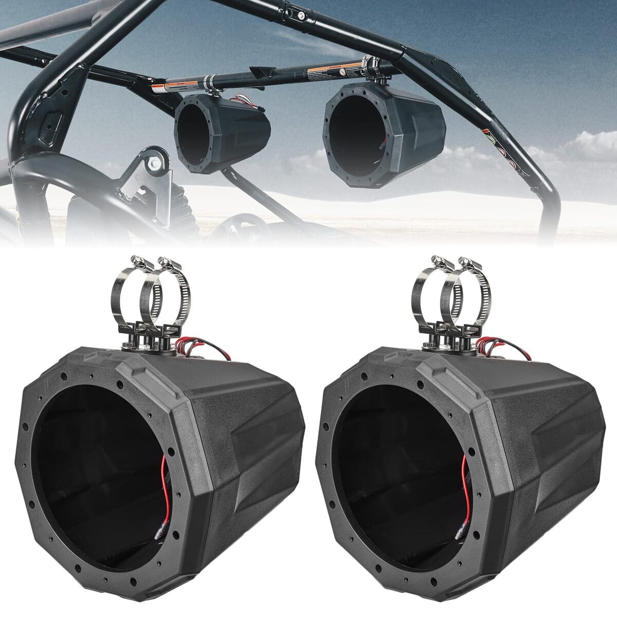 Kemimoto Can-Am Maverick X3 1.5" to 2" Speaker Pod Enclosure Roll Bar - 8-Inch