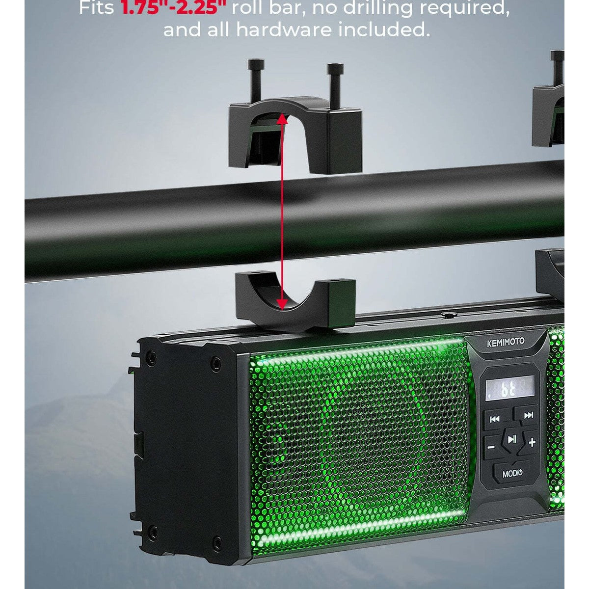 Kemimoto Can-Am Maverick X3 16" RGB Universal Sound Bar w/ 1.75-2.25" Roll Bar