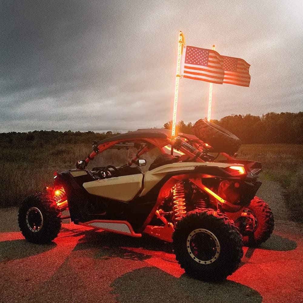 Kemimoto Can-Am Maverick X3 3ft Bluetooth Control Spiral Whip Light - 2 Pcs