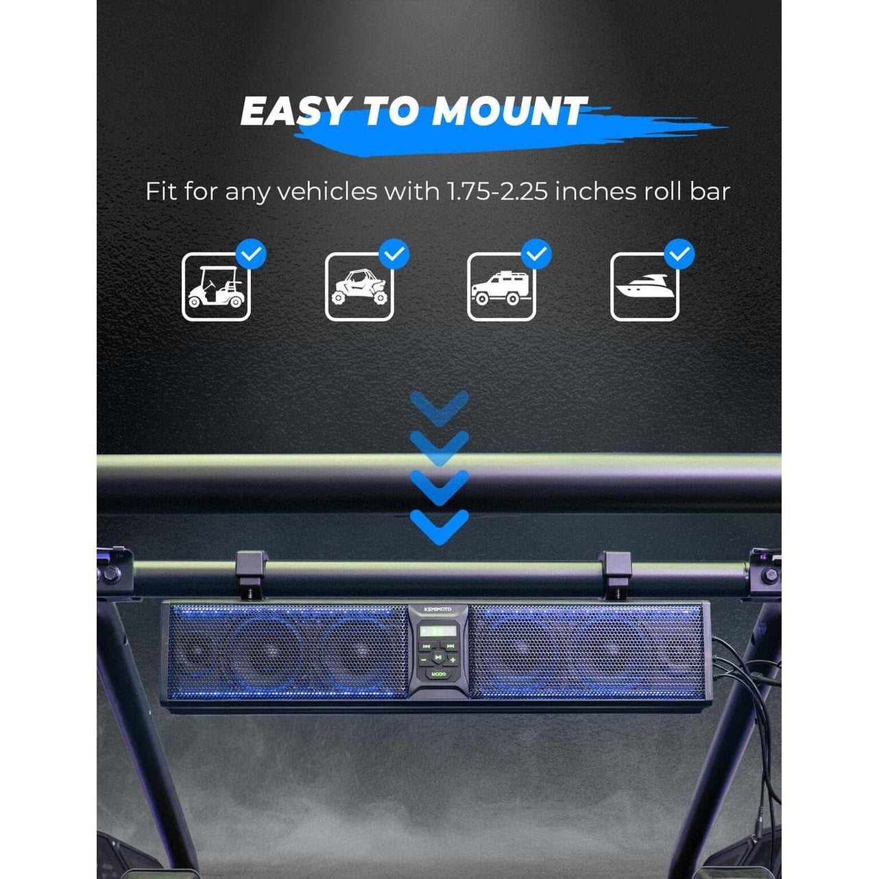 Kemimoto Can-Am Maverick X3 6 Speaker 26" RGB Bluetooth Sound Bar