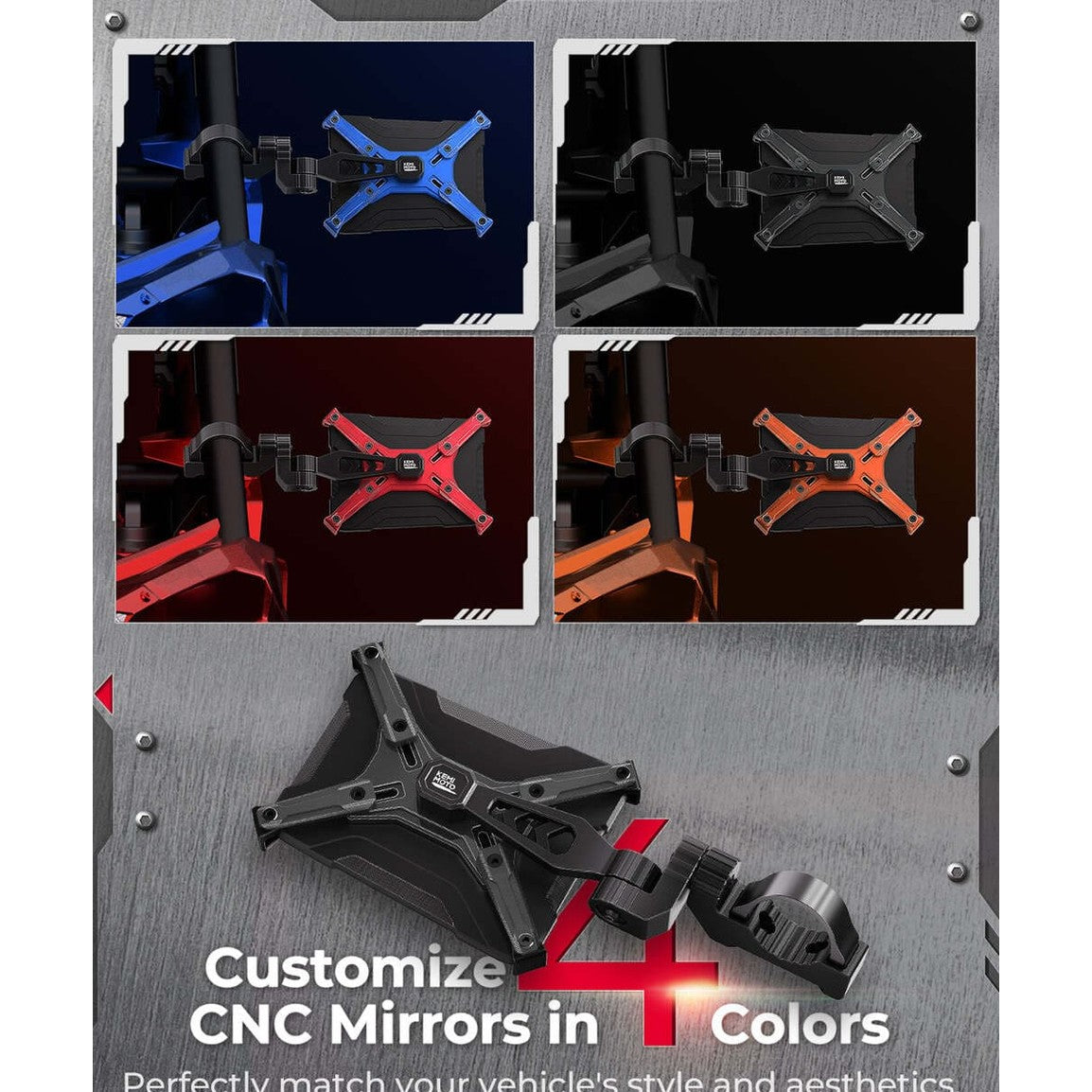 Kemimoto Can-Am Maverick X3 Aluminum CNC UTV X Mirror - Pair