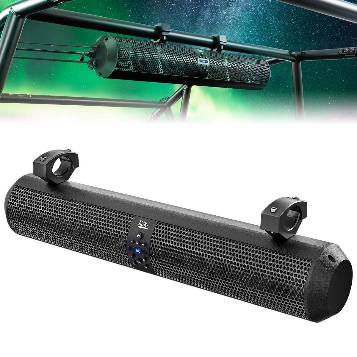 Kemimoto Can-Am Maverick X3 1.56"-2.25" Roll Bar UTV Bluetooth 6 Speaker Sound Bar