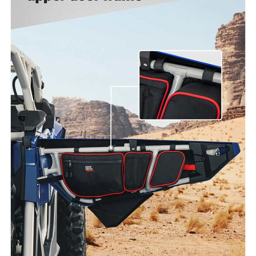 Kemimoto Can-Am Maverick X3 Door Bags w/ Removable Knee Pads - Red