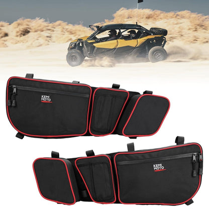 Kemimoto Can-Am Maverick X3 Door Bags with Removable Knee Pads Red