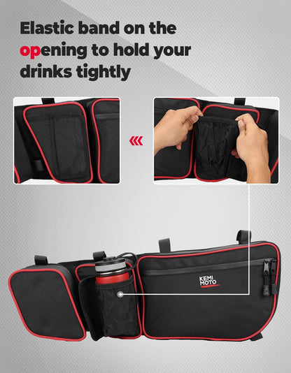 Kemimoto Can-Am Maverick X3 Door Bags with Removable Knee Pads Red