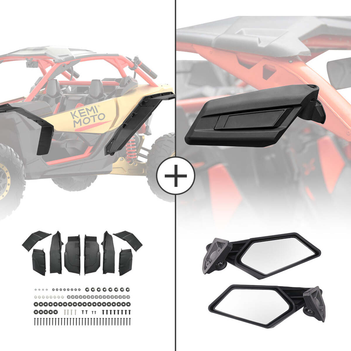 Kemimoto Can-Am Maverick X3 Extended Fender Flares & Side Mirrors