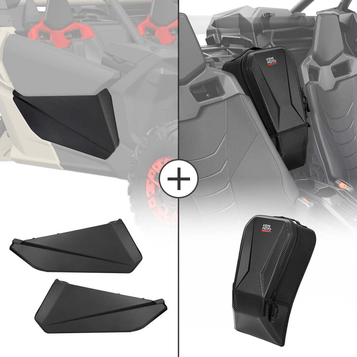 Kemimoto Can-Am Maverick X3 Front Lower Door Inserts & Center Storage Bag