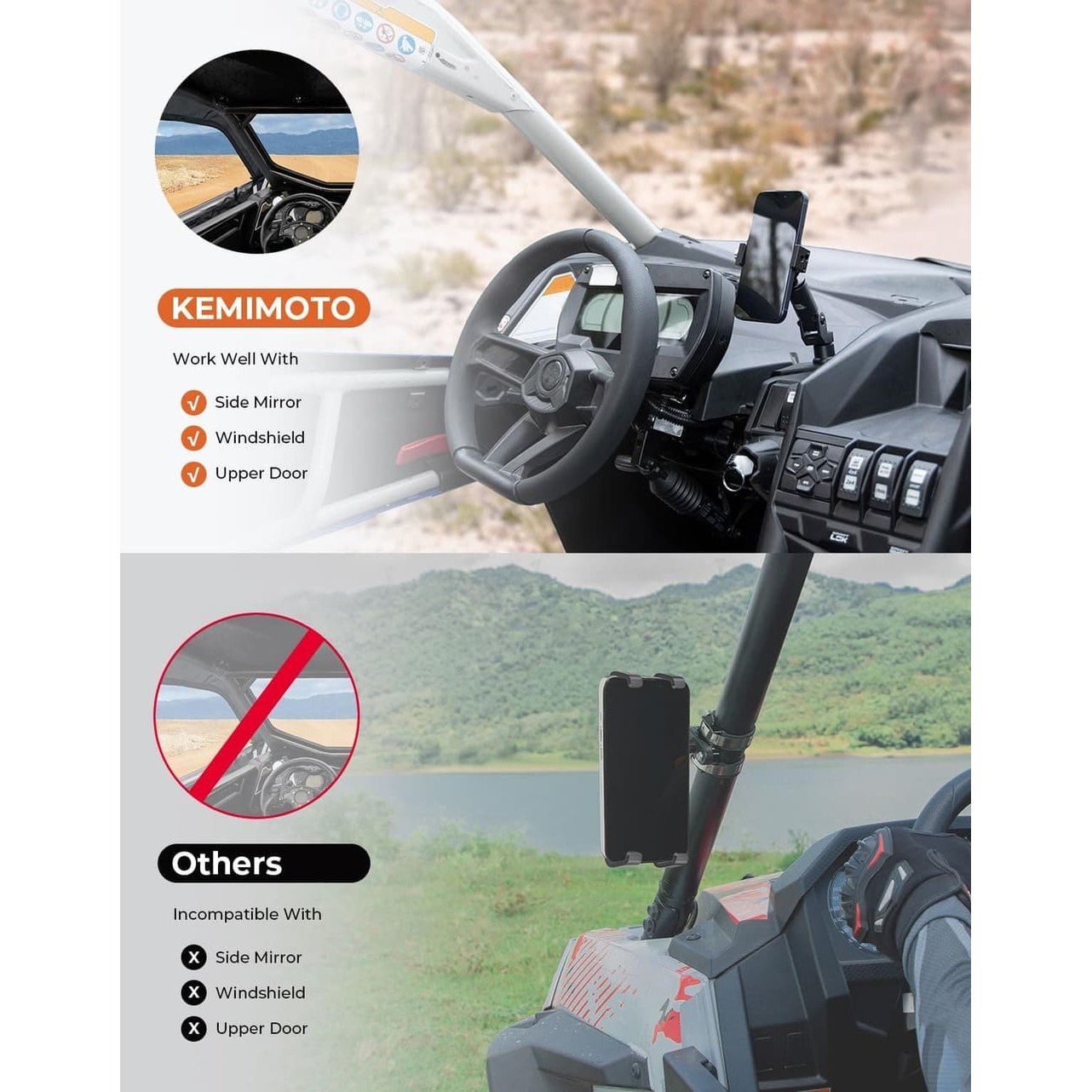 Kemimoto Can-Am Maverick X3/ Max 360° Adjustable CNC Phone Mount