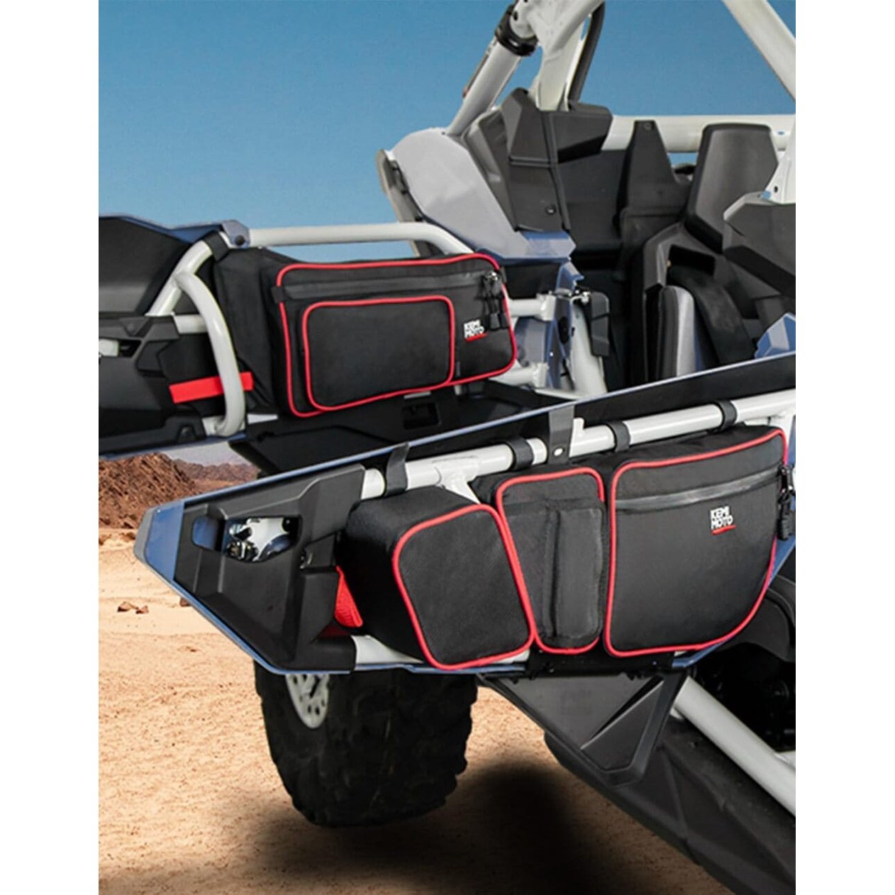 Kemimoto Can-Am Maverick X3 Max Front & Rear Door Bags - Red