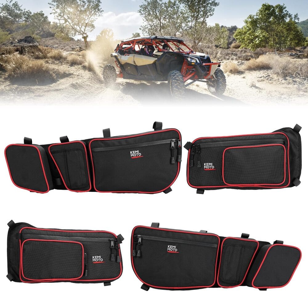 Kemimoto Can-Am Maverick X3 Max Front & Rear Door Bags - Red
