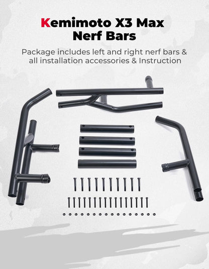 Kemimoto Can-Am Maverick X3 Max I Pair Nerf Bars/Rock Sliders
