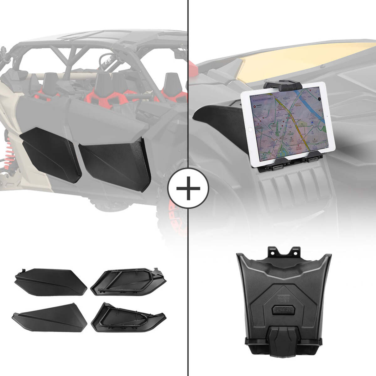 Kemimoto Can-Am Maverick X3 Max Lower Doors Panels Kit & Tablet Holder