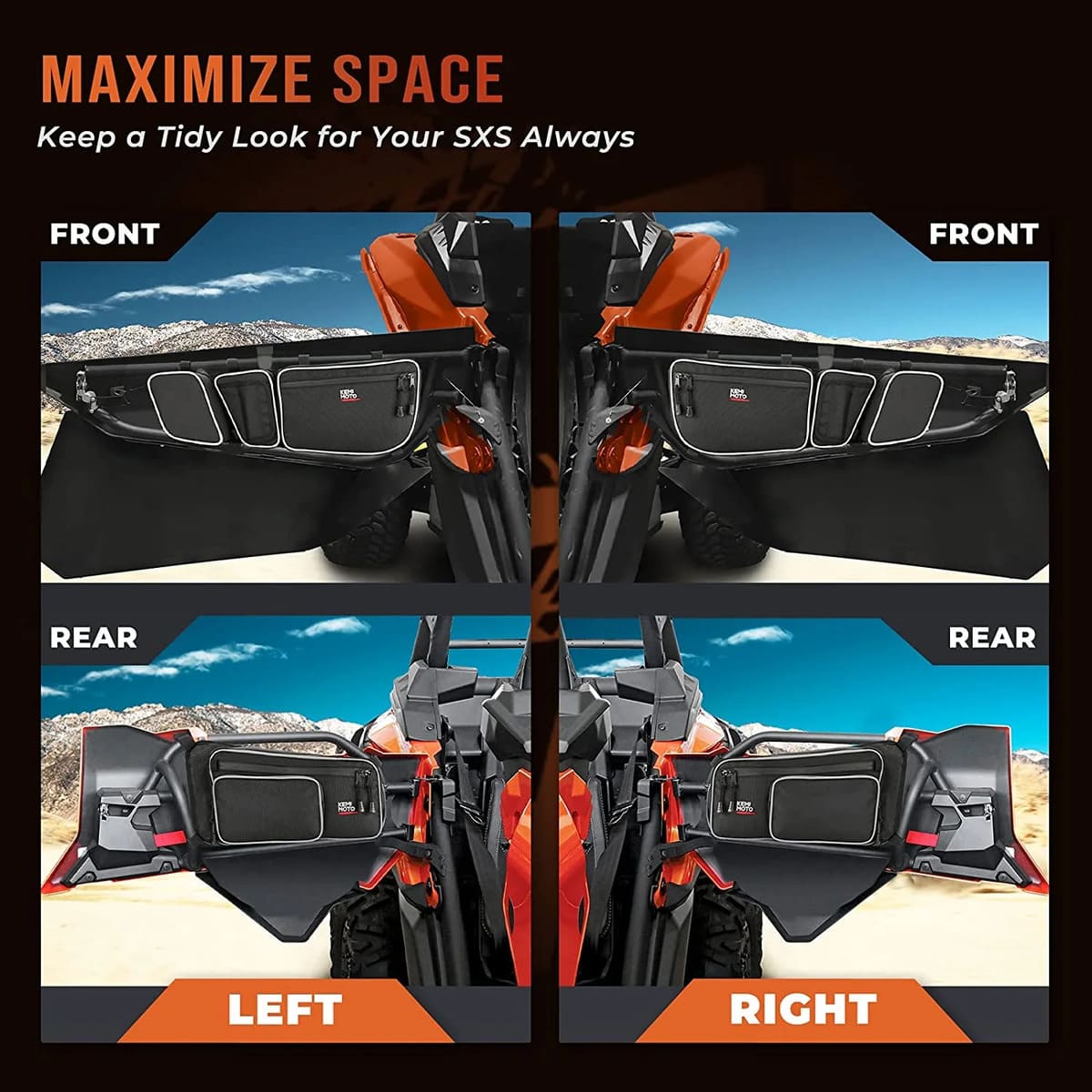Kemimoto Can-Am Maverick X3 Max Rear Storage Bag & Door Bags