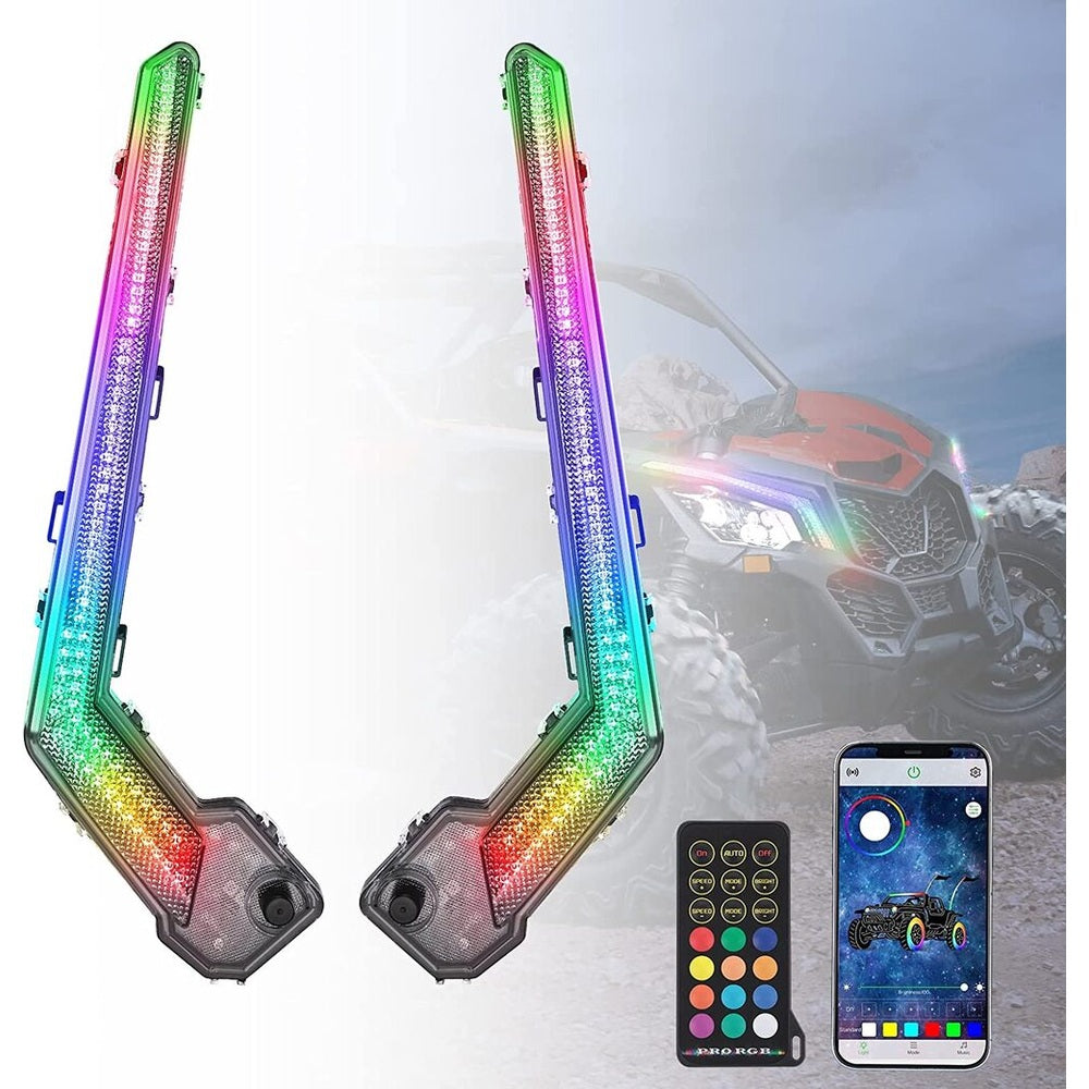 Kemimoto Can-Am Maverick X3/Max RGB Fang Lights with APP+RF Remote Control