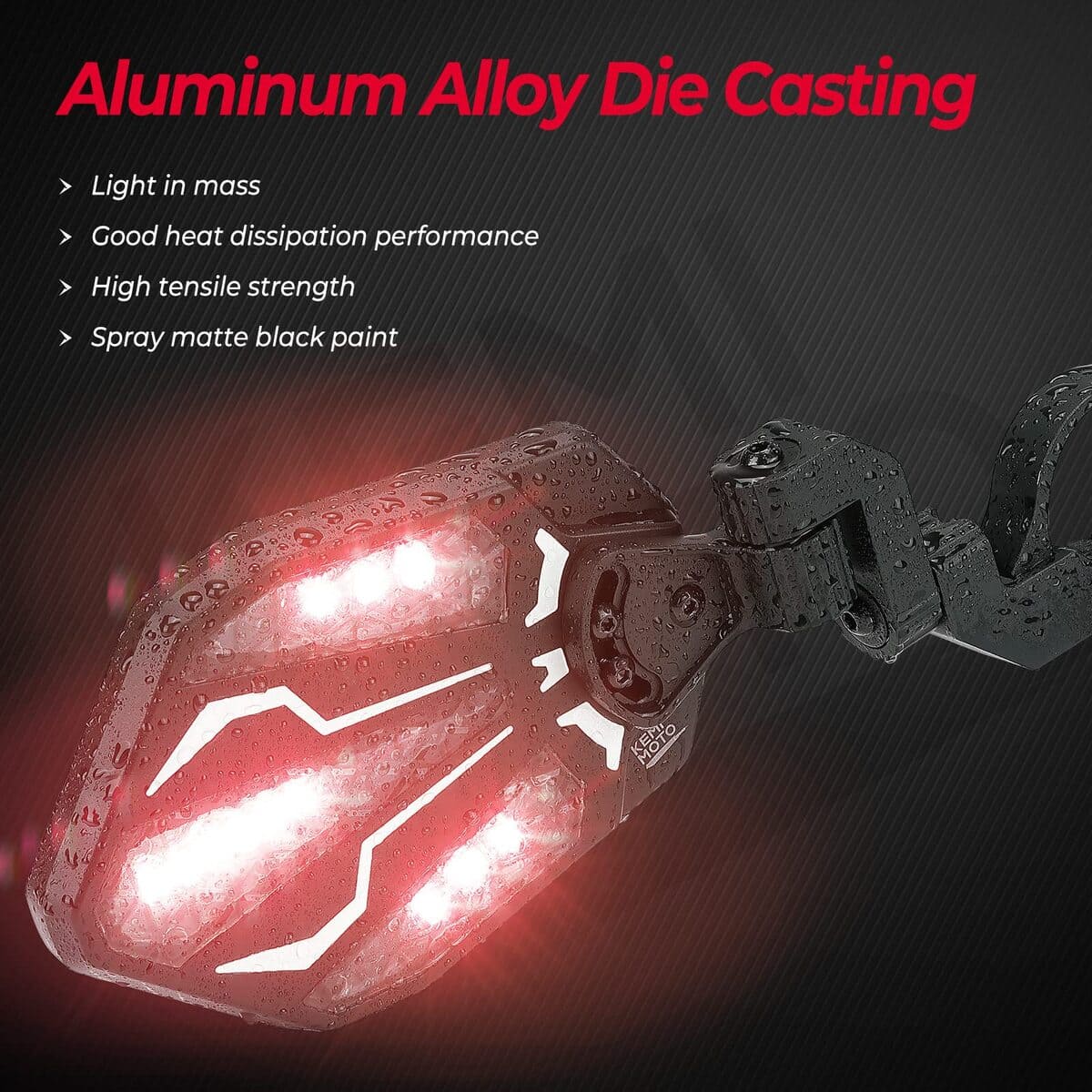 Kemimoto Can Am Maverick X3 UTV Aluminium RGB Side Mirrors w/ 1.6"-2" Roll Bar - 1 pair