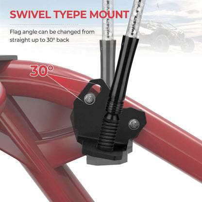 Kemimoto Can Am Maverick X3/MAX 2 Pcs Adjustable Whip Light Flag Mount