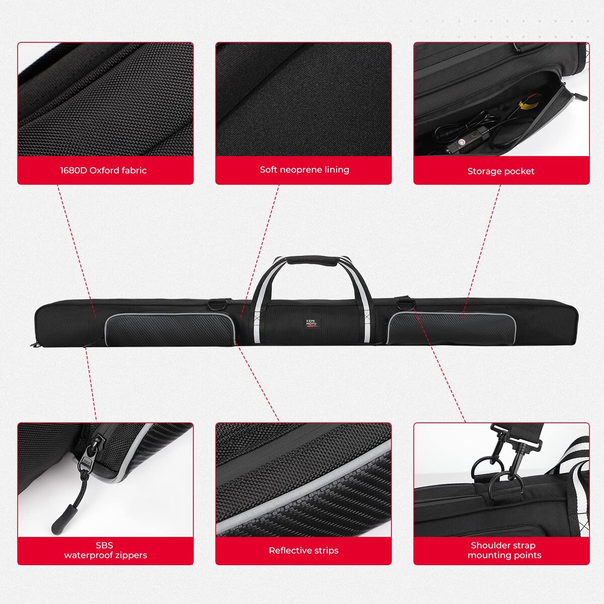 Kemimoto Can-Am Commander 4FT LED RGB Whip Lights & Storage Bag