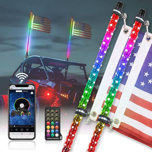 Kemimoto Can-Am Commander 4FT LED RGB Whip Lights & Storage Bag