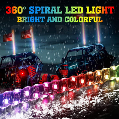 Kemimoto Can-Am Commander 4FT LED RGB Whip Lights & Storage Bag