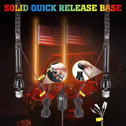 Kemimoto Can-Am Commander 4FT LED RGB Whip Lights & Storage Bag