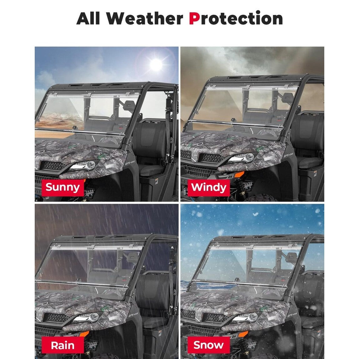 Kemimoto CF Moto UForce 1000/1000XL 2-In-1 Flip Windshield