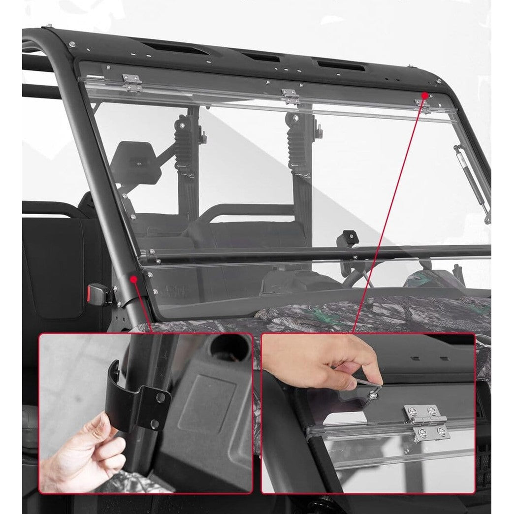 Kemimoto CF Moto UForce 1000/1000XL 2-In-1 Flip Windshield