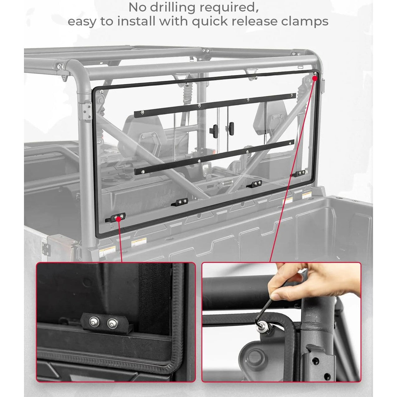Kemimoto CF Moto UForce 1000/1000XL Vented Sliding Rear Windshield