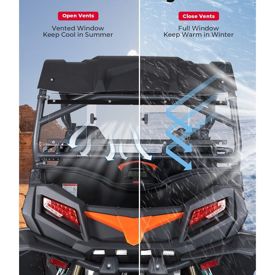 Kemimoto CF Moto ZForce 800/ 1000 2-in-1 Rear Windshield