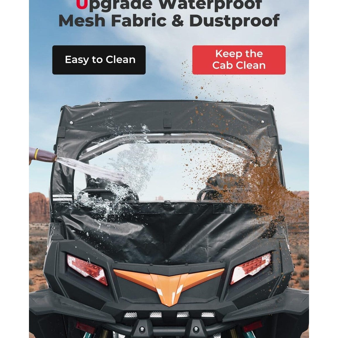 Kemimoto CF Moto ZForce 500/800/1000 Soft Rear Windshield with Zipper