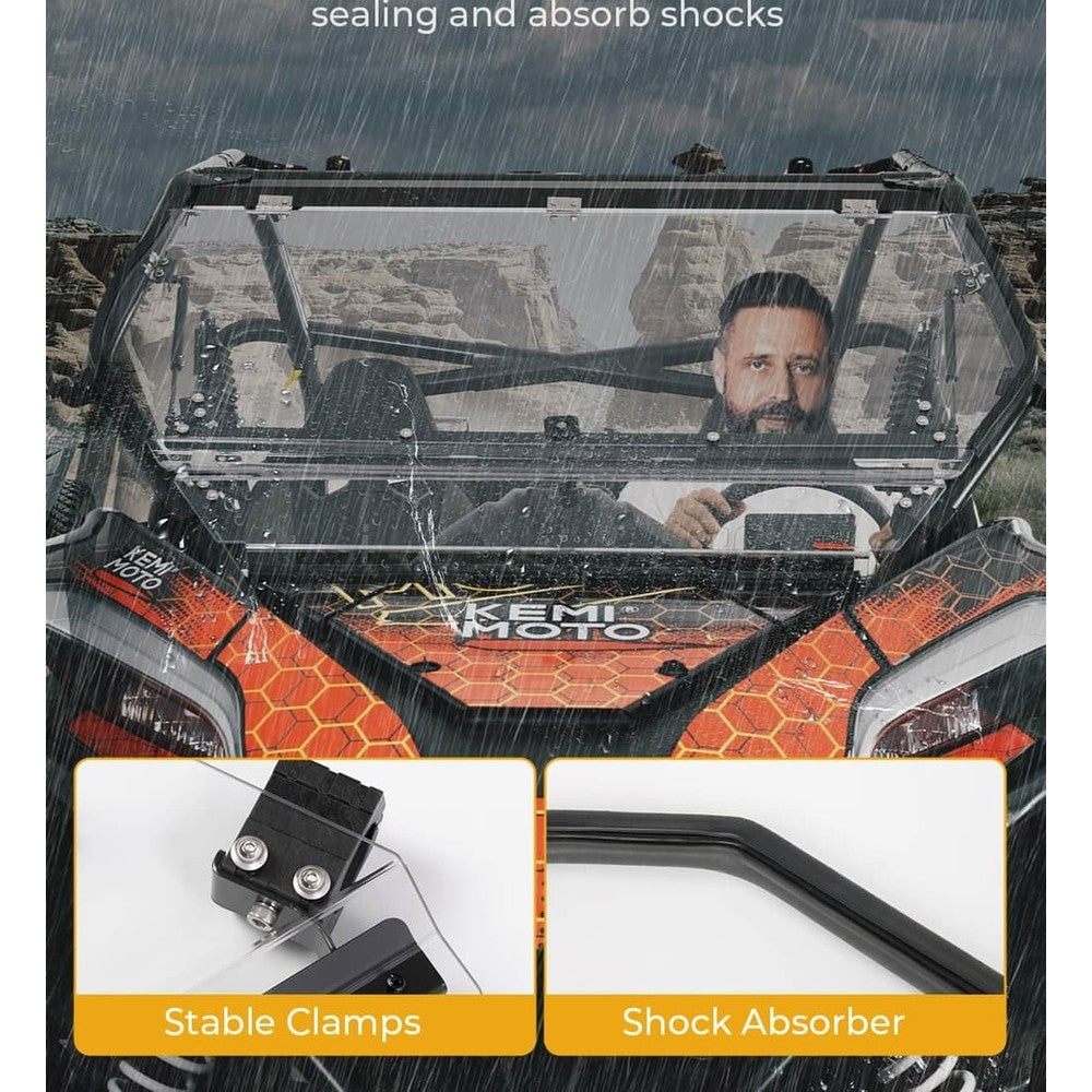 Kemimoto CF Moto ZForce 950 Folding 2-in-1 Flip Windshield